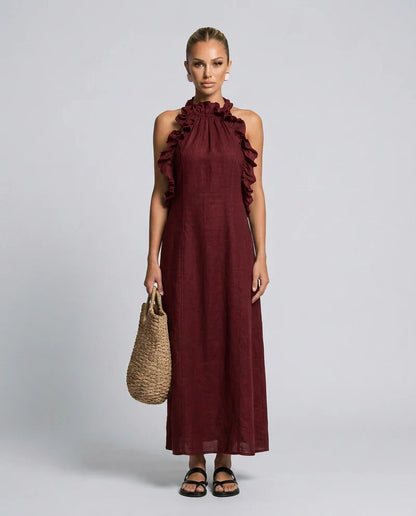 Lucilda Ranieri™ Breathable Ruffled Maxi Dress for Warm Days