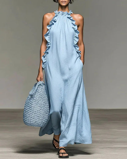 Lucilda Ranieri™ Breathable Ruffled Maxi Dress for Warm Days