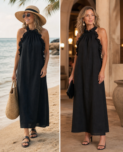 Lucilda Ranieri™ Breathable Ruffled Maxi Dress for Warm Days