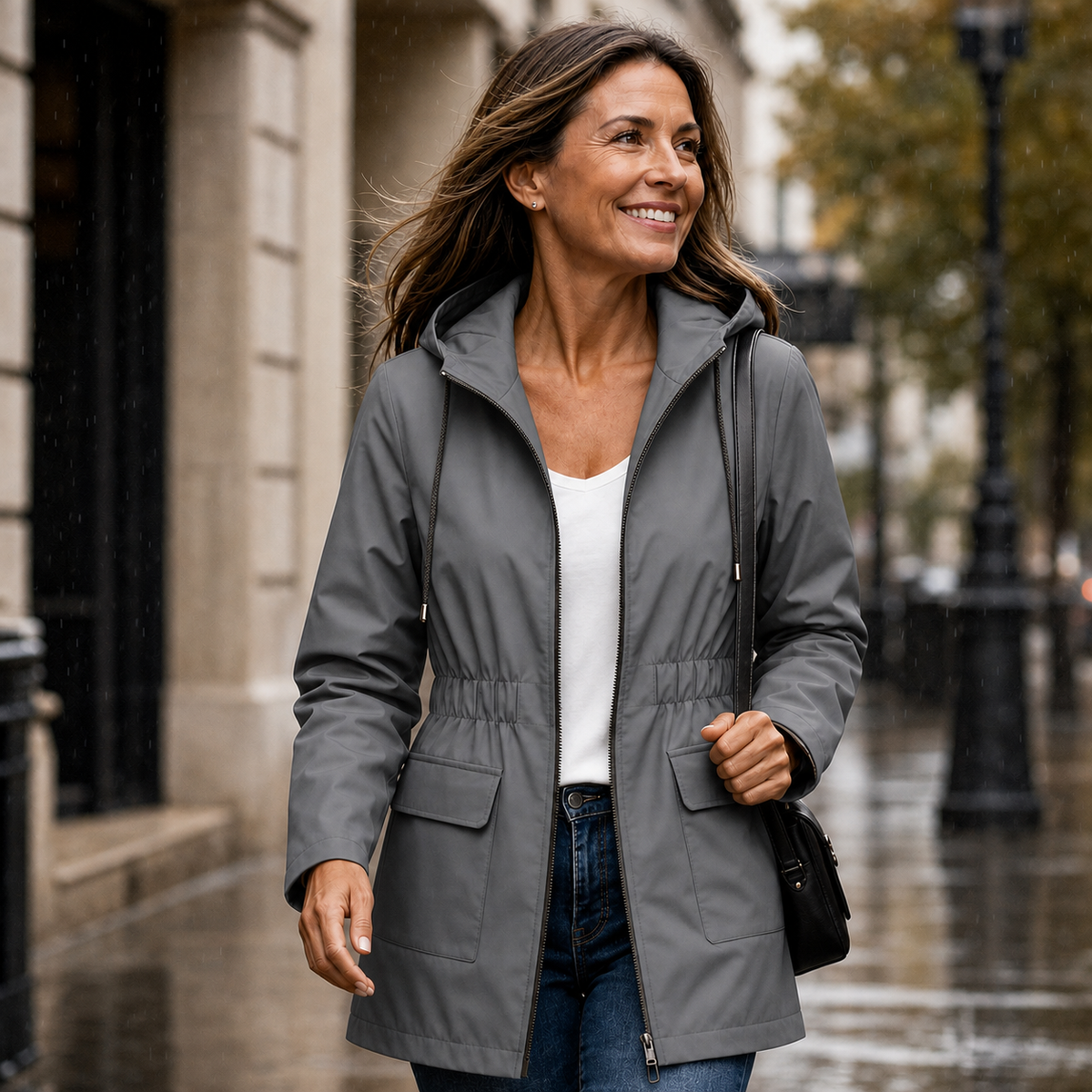 Luisella Vergani™ Hooded Windbreaker with Flattering Fit