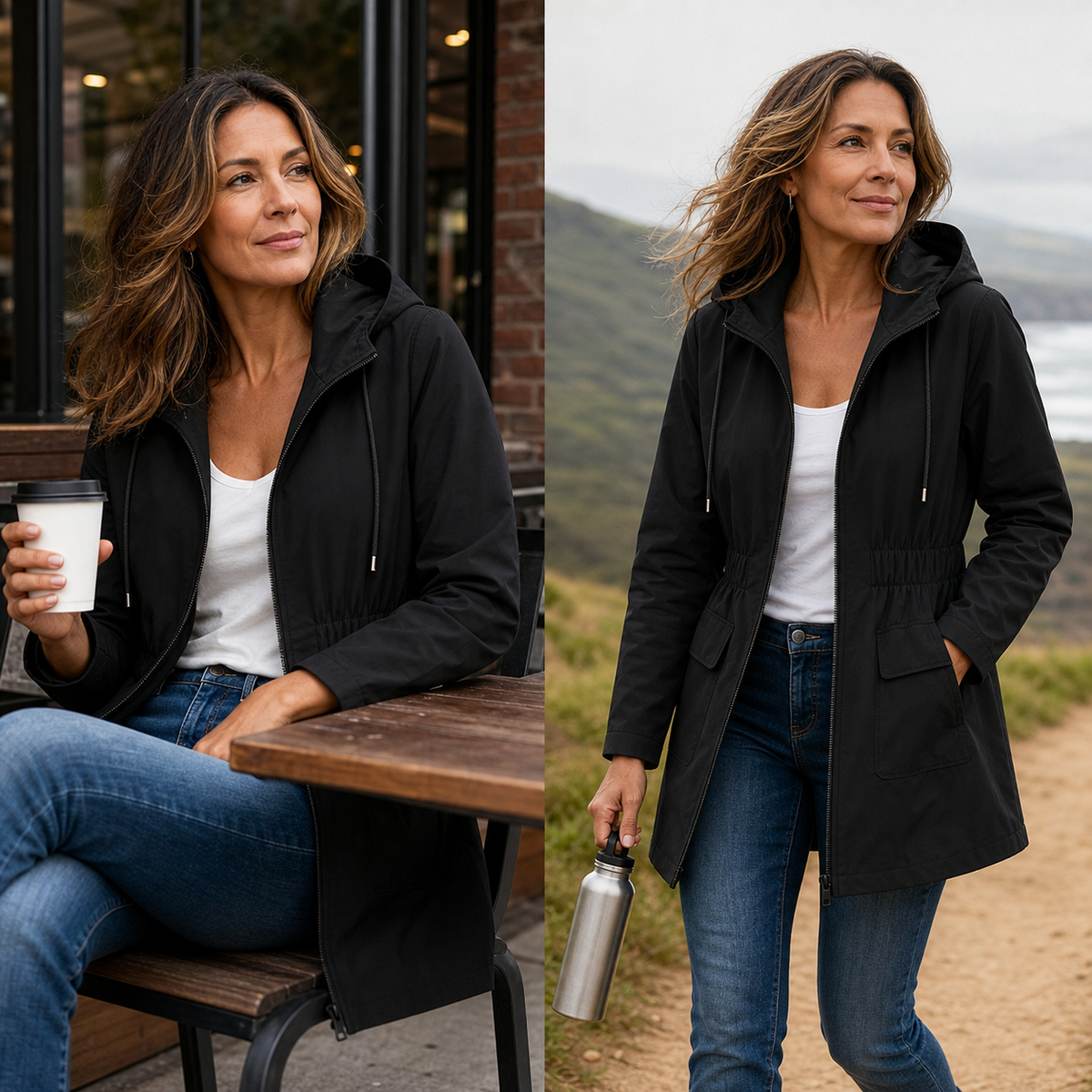 Luisella Vergani™ Hooded Windbreaker with Flattering Fit