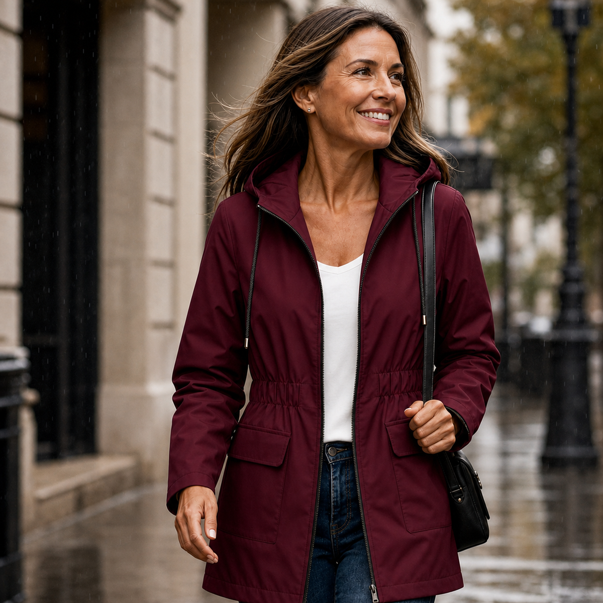 Luisella Vergani™ Hooded Windbreaker with Flattering Fit