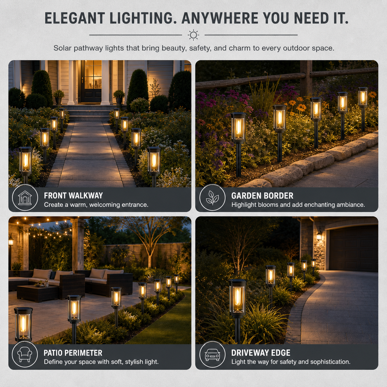 LumiPath Pro™ Decorative Solar Pathway Lights