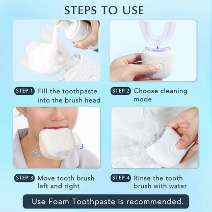 Lumivane Adult U-Shape Electric Toothbrush - lifestyle in-use demonstration view