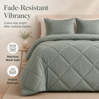 Lumvella™ Elegant 3-Piece Comforter Set with Breathable Shams