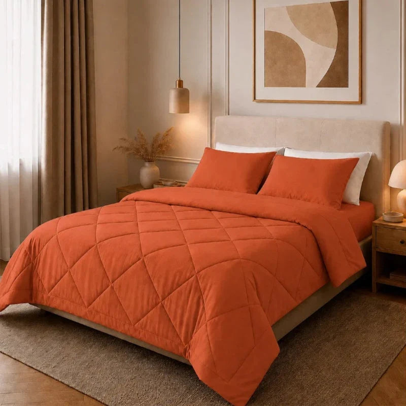 Lumvella™ Elegant 3-Piece Comforter Set with Breathable Shams