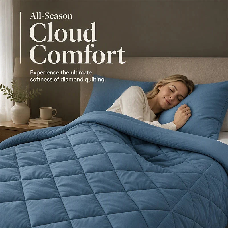Lumvella Elegant 3-Piece Quilted Comforter Set with Shams - main product view