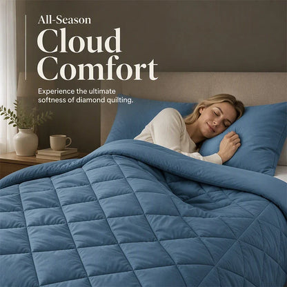 Lumvella Elegant 3-Piece Quilted Comforter Set with Shams - main product view