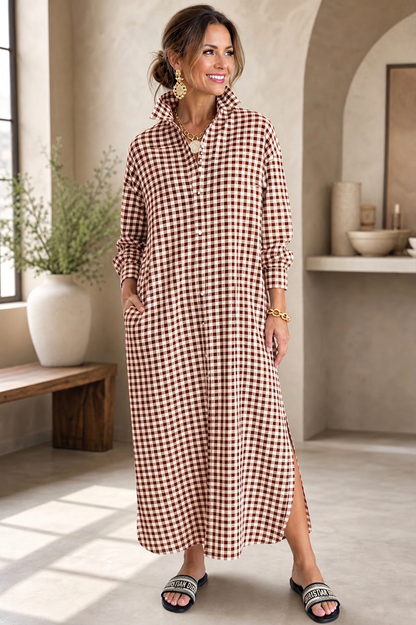 Malvina Colombino™ Versatile Checked Shirt Dress, Work to Weekend