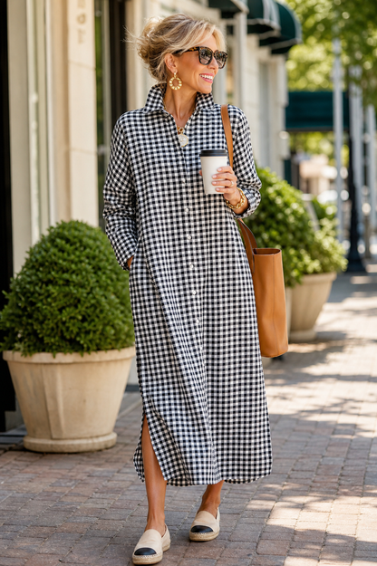Malvina Colombino™ Versatile Checked Shirt Dress, Work to Weekend