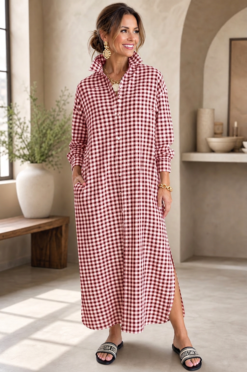 Malvina Colombino™ Versatile Checked Shirt Dress, Work to Weekend