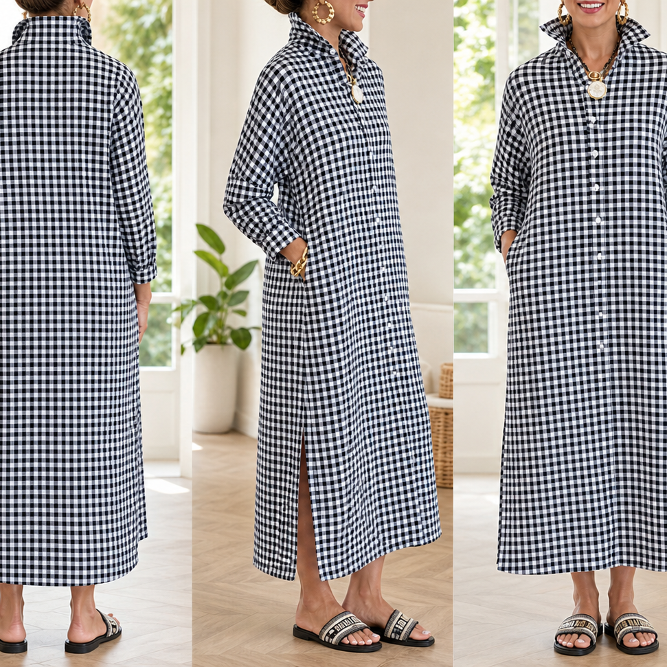Malvina Colombino™ Versatile Checked Shirt Dress, Work to Weekend