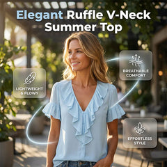 Malvina Pecora™ Ruffle V-Neck Blouse for Effortless Summer Style