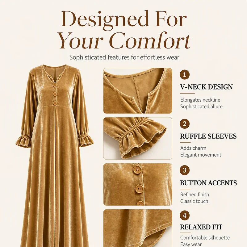 Manuela Belmonte™ Elegant Maxi Dress with Ruffle Sleeves
