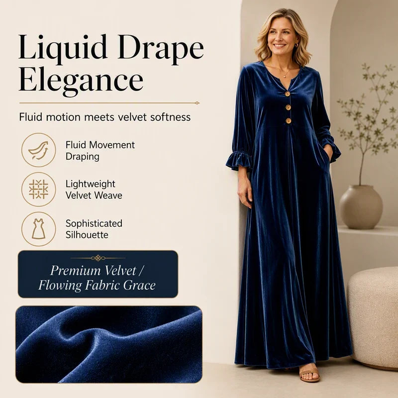 Manuela Belmonte™ Elegant Maxi Dress with Ruffle Sleeves