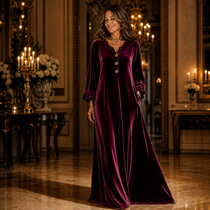 Manuela Belmonte™ Elegant Maxi Dress with Ruffle Sleeves