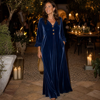 Manuela Belmonte™ Elegant Maxi Dress with Ruffle Sleeves