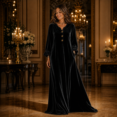 Manuela Belmonte™ Elegant Maxi Dress with Ruffle Sleeves