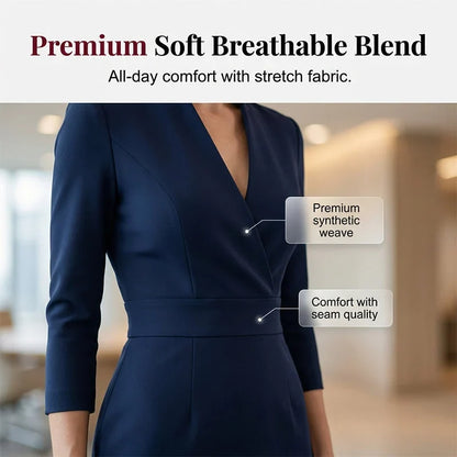 Manuela Berardi™ Elegant V-Neck Office Dress for Effortless Polish
