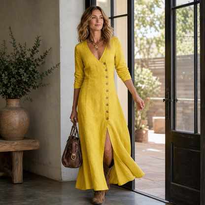 Manuela Bergonzi™ Elegant Long Sleeve Maxi Dress