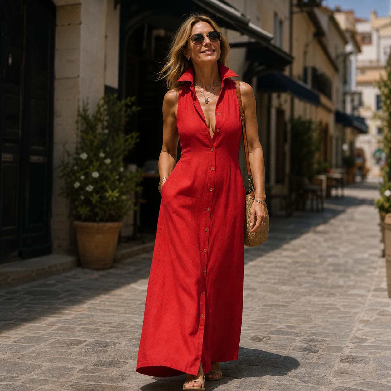 Manuela Vitelli™ Breathable Sleeveless Shirt Dress for Hot Summer Days