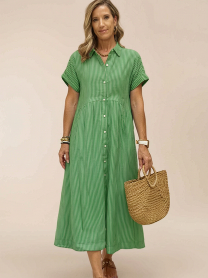 Margherita Negri™ Striped Lapel Shirt Dress