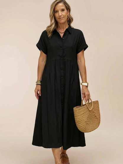 Margherita Negri™ Striped Lapel Shirt Dress