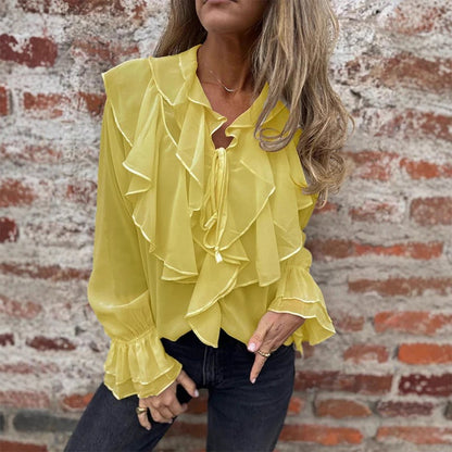 Maria Moretti™ Feminine Ruffle Bell Sleeve Top