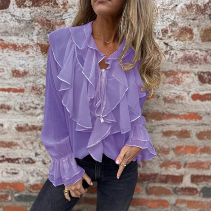 Maria Moretti™ Feminine Ruffle Bell Sleeve Top