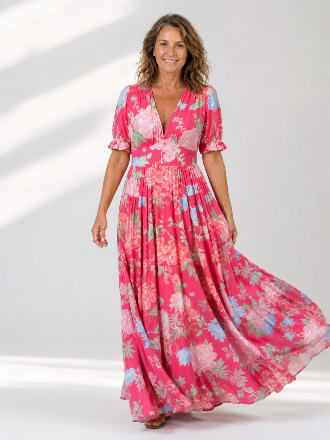 Marianna Comini™ Flowing Floral Midi Dress for Everyday Elegance
