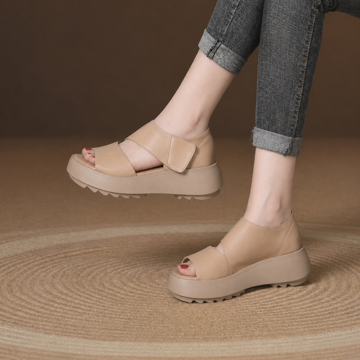Martina Bianchi™ Cushioned Velcro Sandals for All-Day Ease