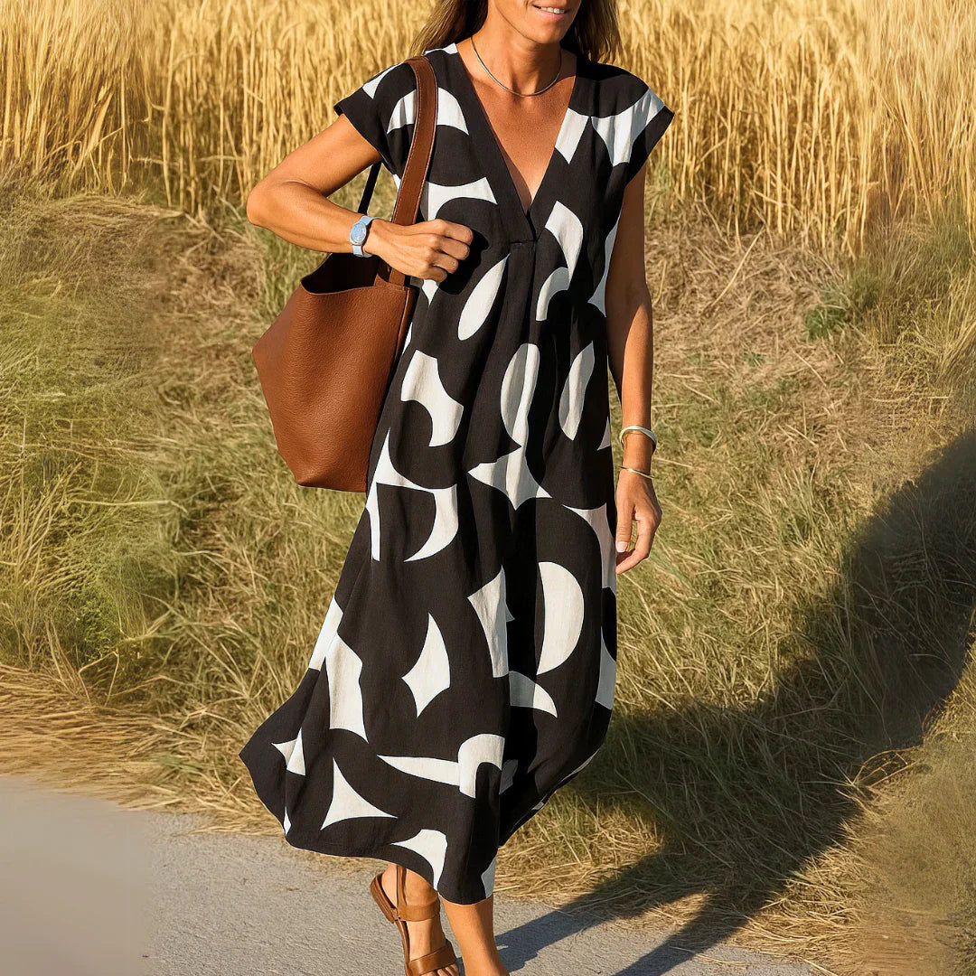 Maura Milano Effortless Summer Dress - main front view of the dress on model