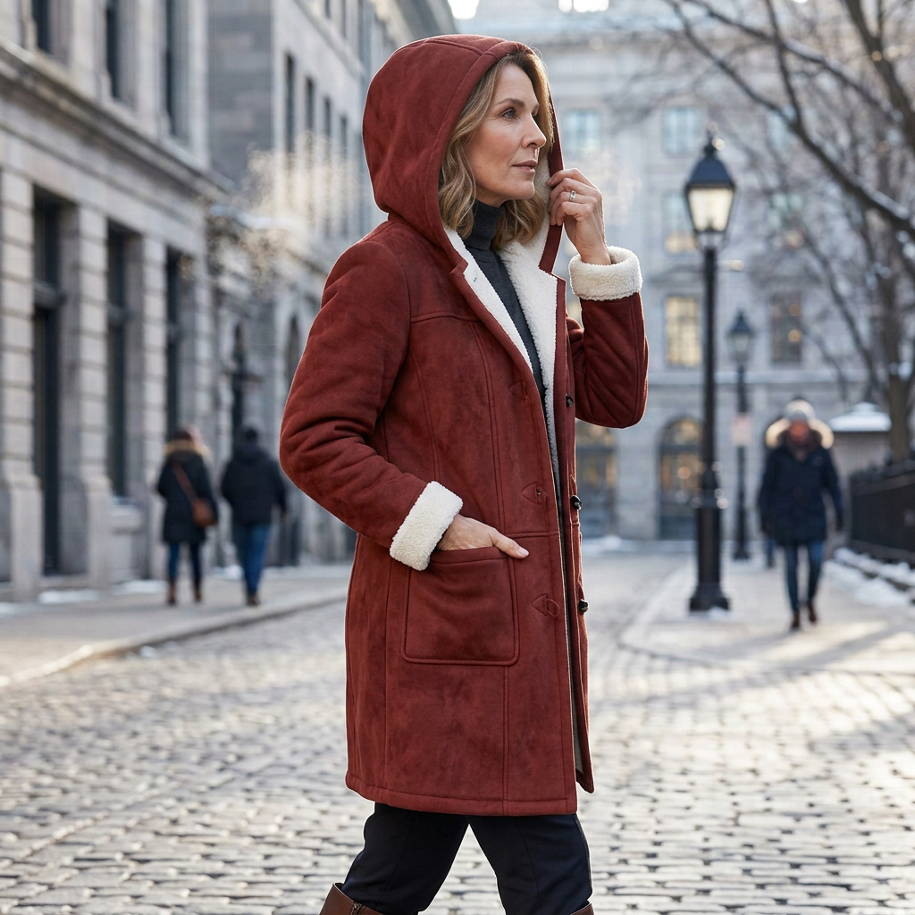 Nadia Anastasi™ Elegant Hooded Coat for Cold-Weather Style