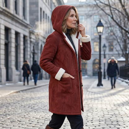 Nadia Anastasi™ Elegant Hooded Coat for Cold-Weather Style