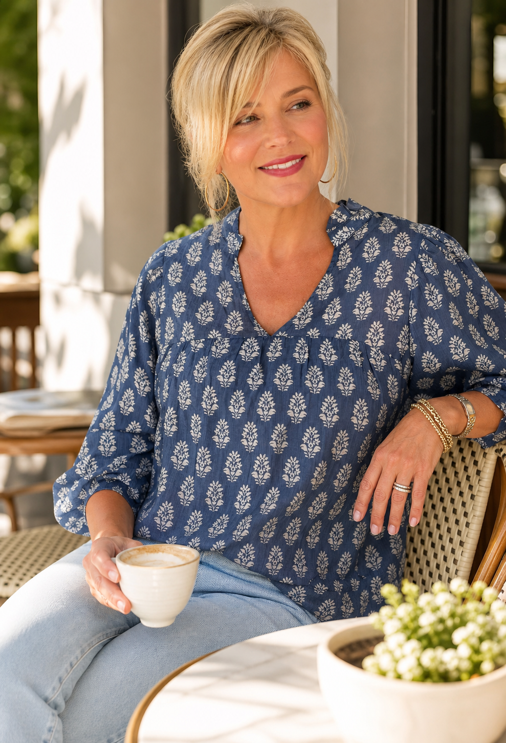 Nadia Corradini™ Flowy Printed Top for Effortless Style