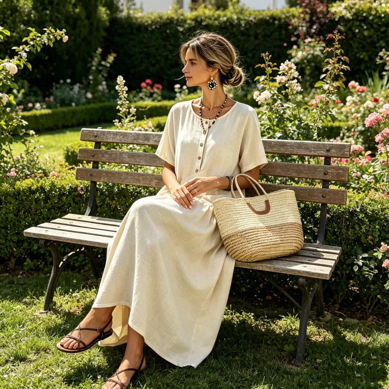 Nadia Saggese™ Effortless Short-Sleeve Maxi Dress