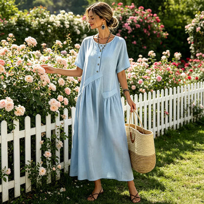 Nadia Saggese™ Effortless Short-Sleeve Maxi Dress