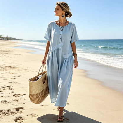Nadia Saggese™ Effortless Short-Sleeve Maxi Dress