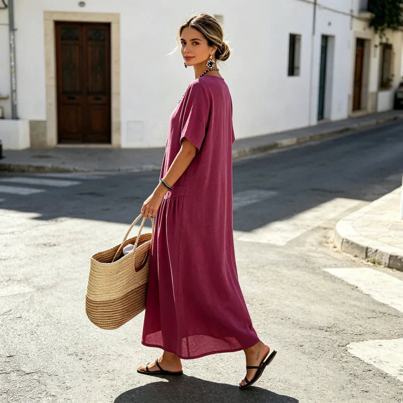 Nadia Saggese™ Effortless Short-Sleeve Maxi Dress