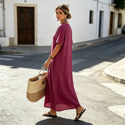Nadia Saggese™ Effortless Short-Sleeve Maxi Dress
