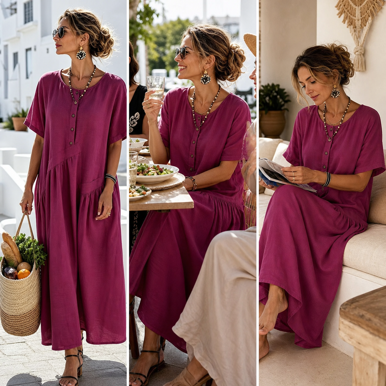 Nadia Saggese™ Effortless Short-Sleeve Maxi Dress