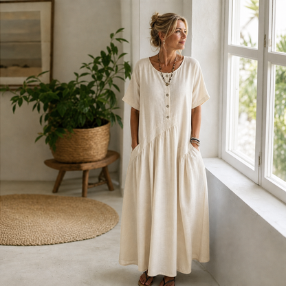 Nadia Saggese™ Effortless Short-Sleeve Maxi Dress
