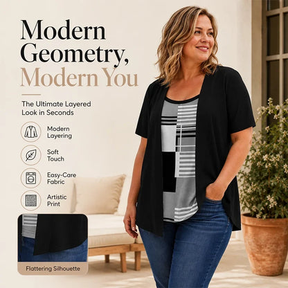 Natalia Two-Tone Color Block Top for Women - main front product view