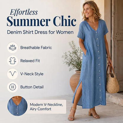Natalia Women's Summer Casual Button Dress - main front product view