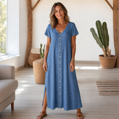 Natalia Bertacchi™ Casual Button Dress for Easy Summer Style