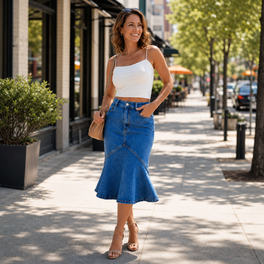 Natalia Porcari™ High Waist Midi Skirt, Flattering Mermaid Cut