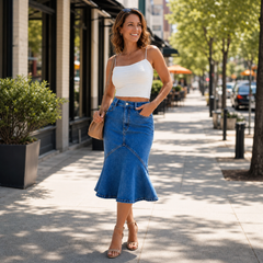 Natalia Porcari™ High Waist Midi Skirt, Flattering Mermaid Cut