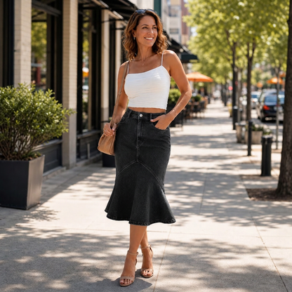 Natalia Porcari™ High Waist Midi Skirt, Flattering Mermaid Cut