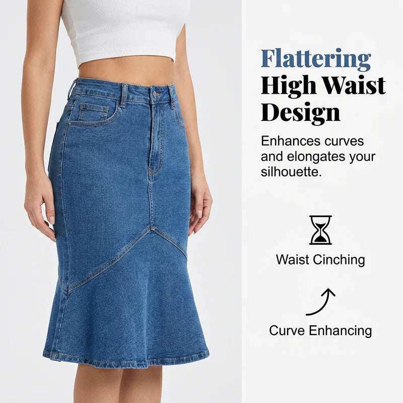 Natalia Porcari™ High Waist Midi Skirt, Flattering Mermaid Cut