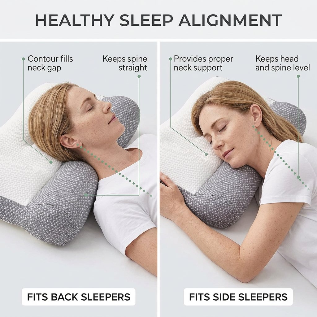NeckContour Pro™ Supportive Memory Foam Pillow for Pain-Free Mornings